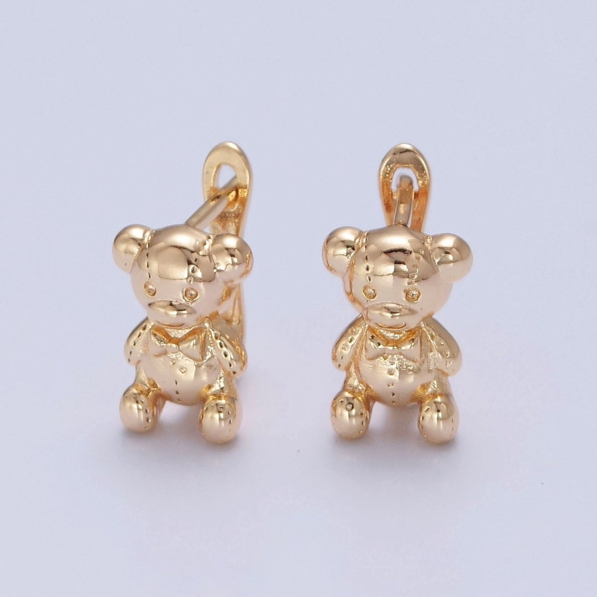 Dainty Teddy Bear Huggie Earring Gold Hoop Earring T-441