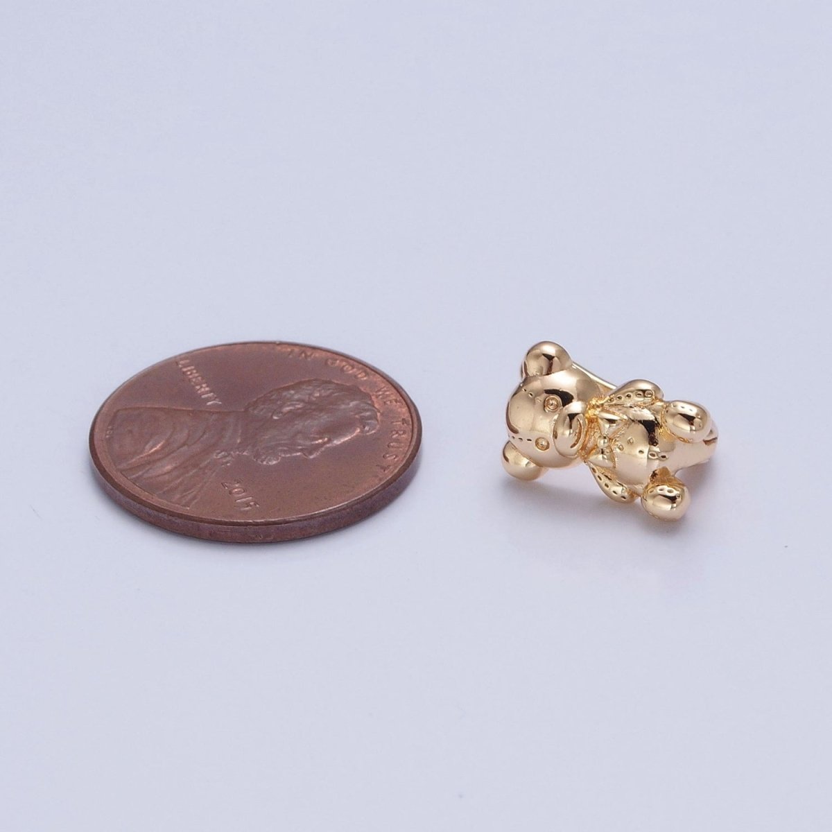 Dainty Teddy Bear Huggie Earring Gold Hoop Earring T-441