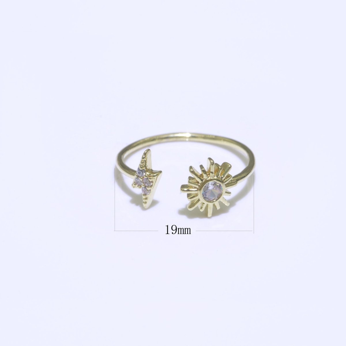 Dainty Thunder Sun Ring Open Adjustable Ring Gold Filled Celestial Jewelry O-493