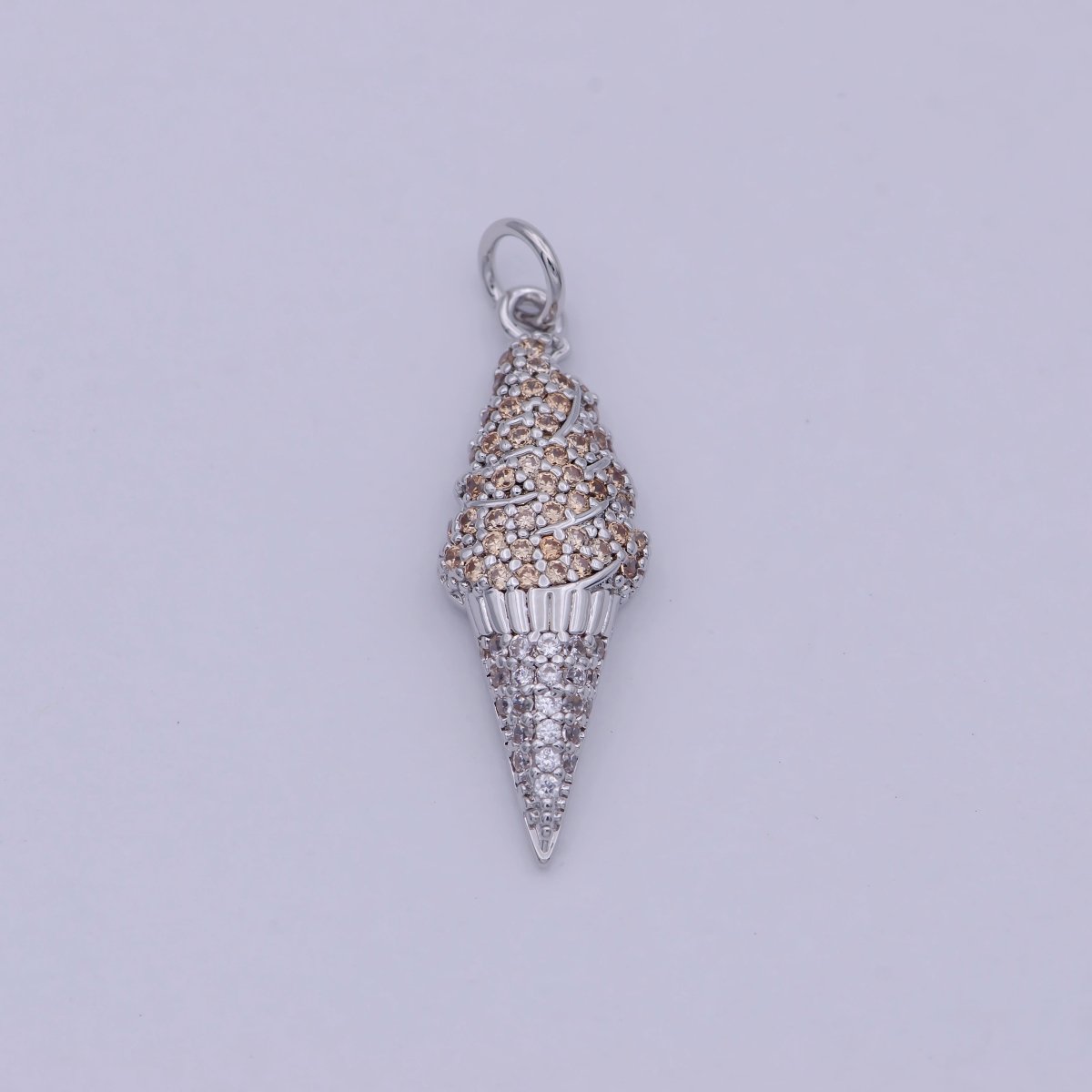 Dainty Tiny 24k Gold Filled Ice Cream Cone Charm micro Pave Charm Necklace Pendant Earring Bracelet Foodies McD Dessert Junk Food Charm, C-831