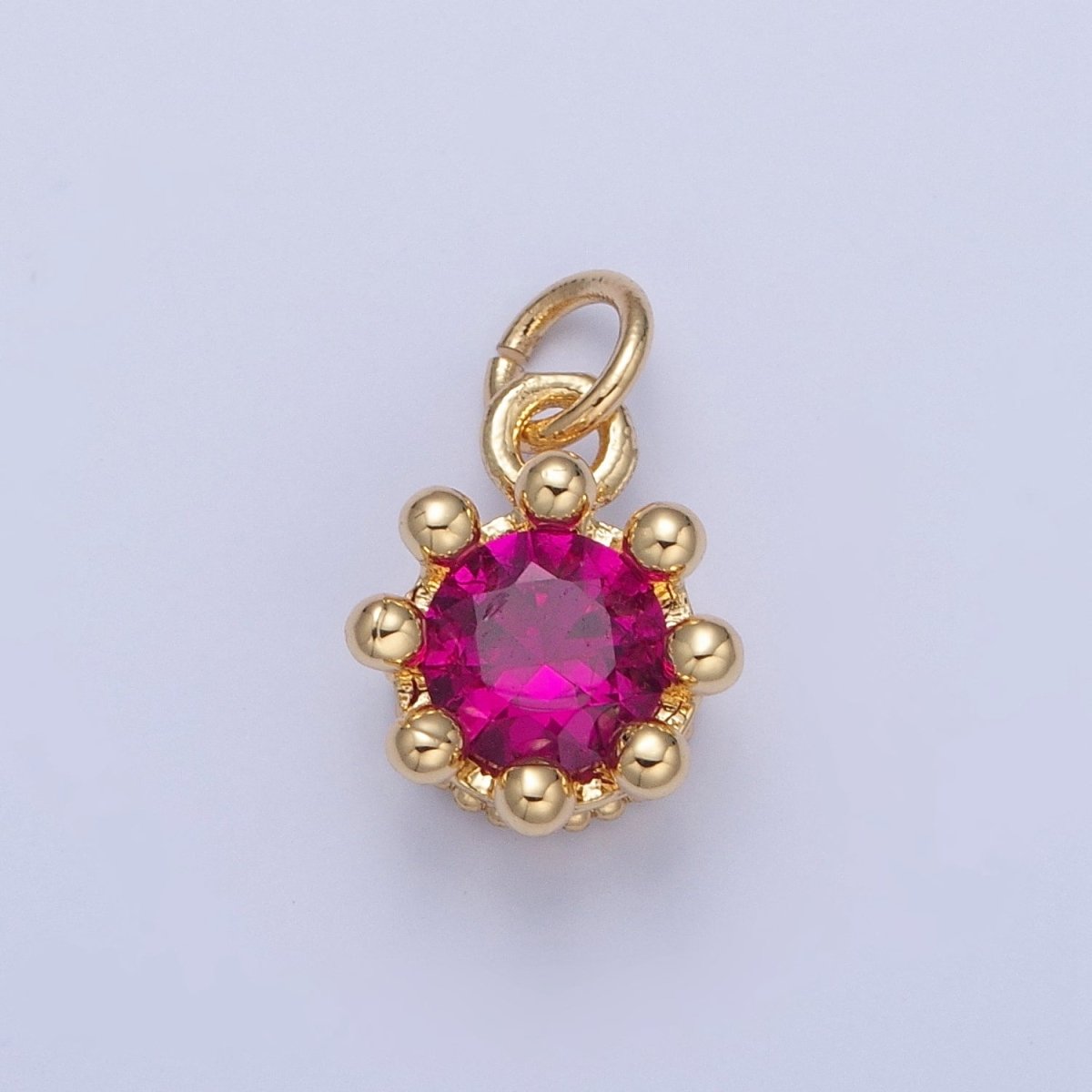 Dainty Tiny Round Cubic Zirconia Charm For Jewelry Making, X-060-X-064