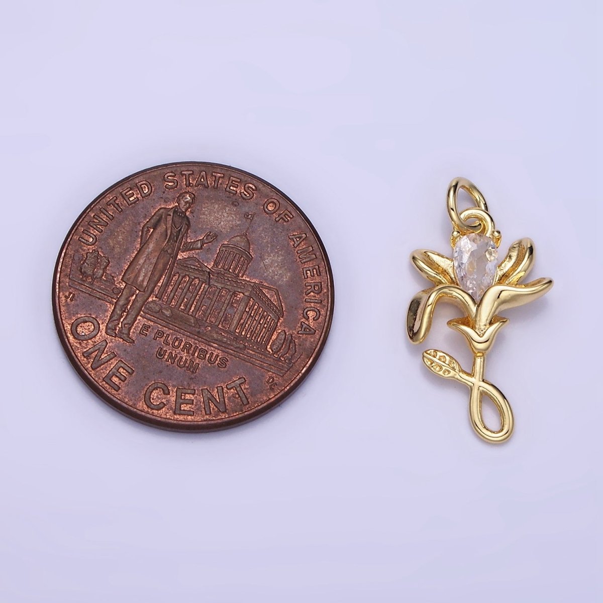 Dainty Tiny Small Flower Petal Charm Micro Pave Pendant Cubic CZ Dangle leaf charm AG655