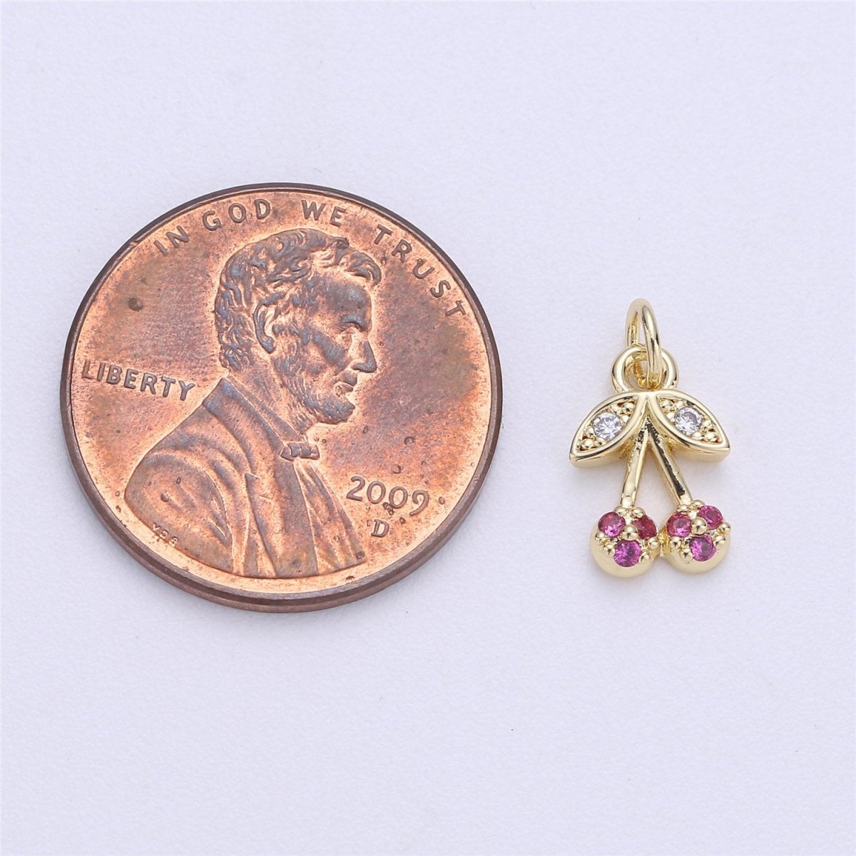 Dainty Tiny Teeny Delicate Red Cherry Charm in 18k Gold Filled for Necklace Pendant, Earring Bracelet Charm Gift DIY Jewelry Making SuppliesC-245