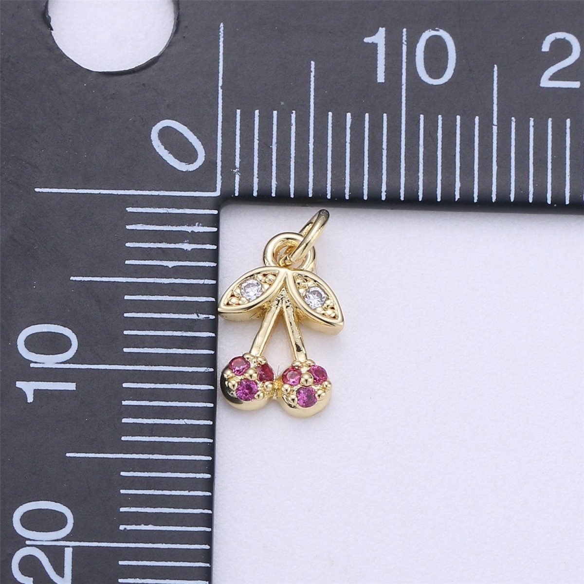 Dainty Tiny Teeny Delicate Red Cherry Charm in 18k Gold Filled for Necklace Pendant, Earring Bracelet Charm Gift DIY Jewelry Making SuppliesC-245
