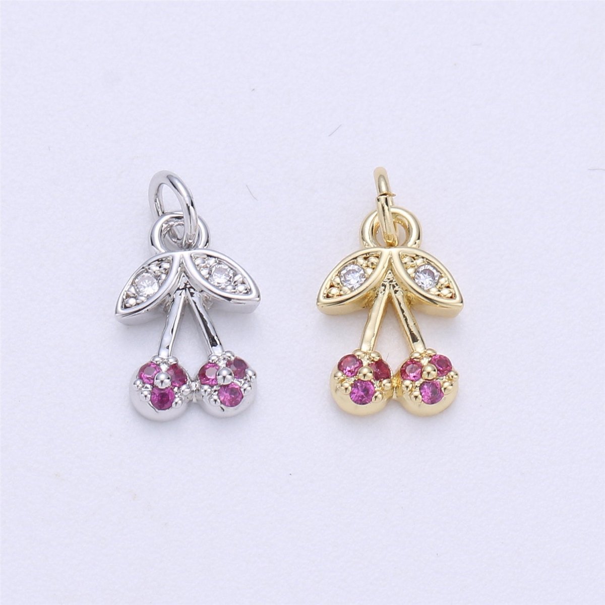 Dainty Tiny Teeny Delicate Red Cherry Charm in 18k Gold Filled for Necklace Pendant, Earring Bracelet Charm Gift DIY Jewelry Making SuppliesC-245