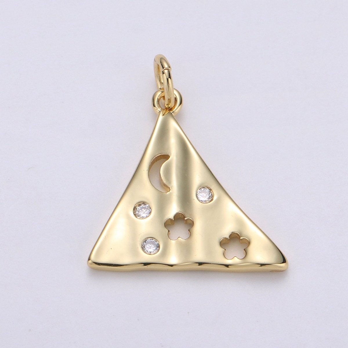 Dainty Triangle Charm Jewelry Gold Crescent Moon and star Charm Jewelry Making Supply 24K Gold Filled Findings Charm Star JewelryC-561