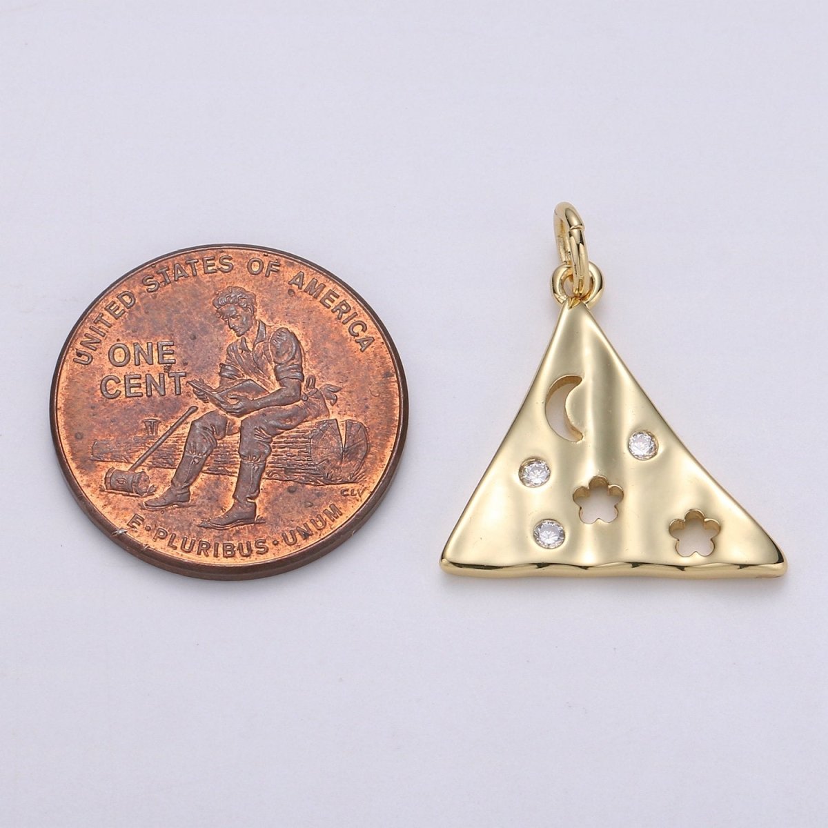 Dainty Triangle Charm Jewelry Gold Crescent Moon and star Charm Jewelry Making Supply 24K Gold Filled Findings Charm Star JewelryC-561