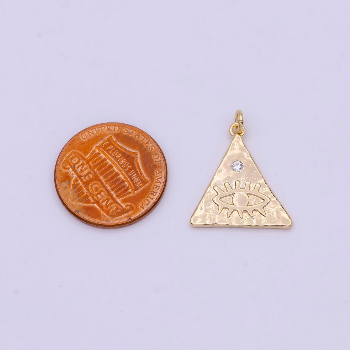 Dainty Triangle Evil Eye Charm Eye of Ra Amulet Pendant for Necklace Earring Bracelet Supply N-364