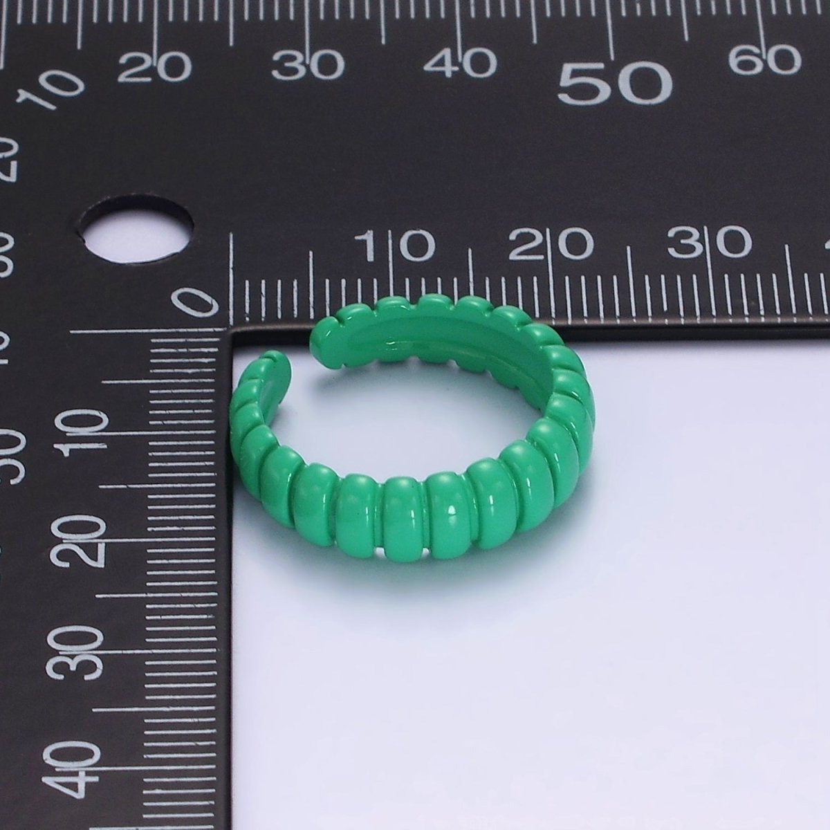 Dainty Turquoise Enamel Croissant Lined Y2K Ring for Single Lady | O-566