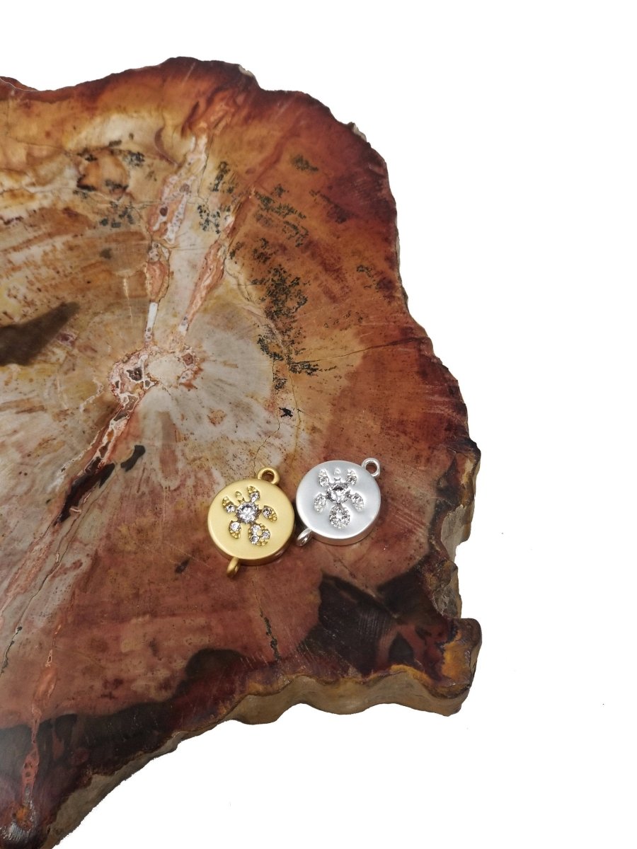 Dainty Turtle Connector, CZ Turtle Charm Gold Silver Turtle Earring Necklace Connector Link Charm Double Loop Hole F-269