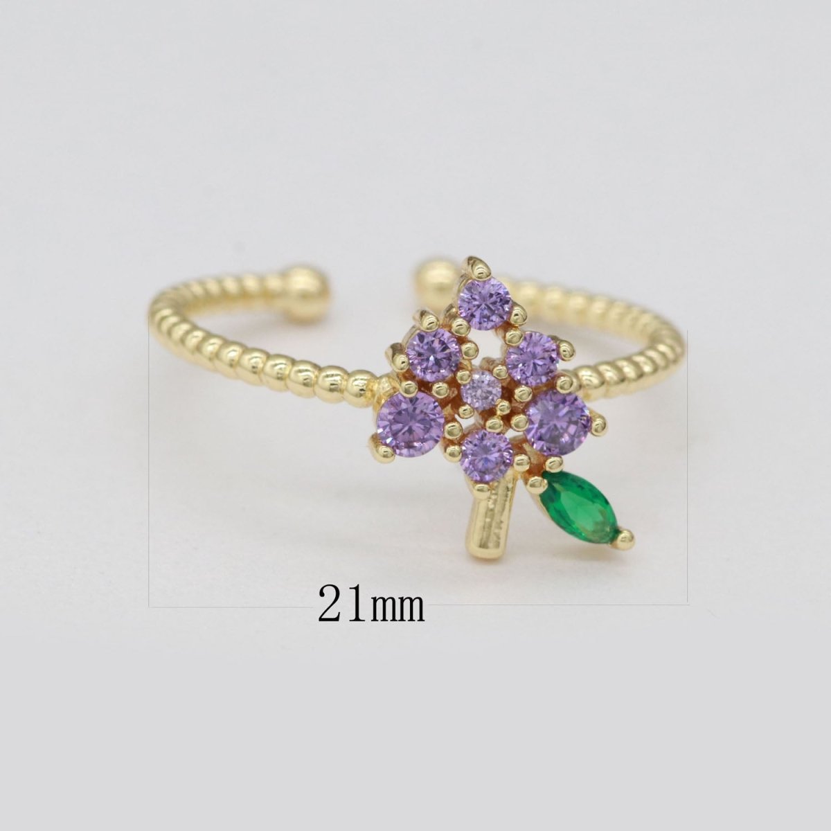 Dainty Twisted Grape ring, Gold Mini Fruit Ring Stackable Jewelry Open Adjustable Ring O-876