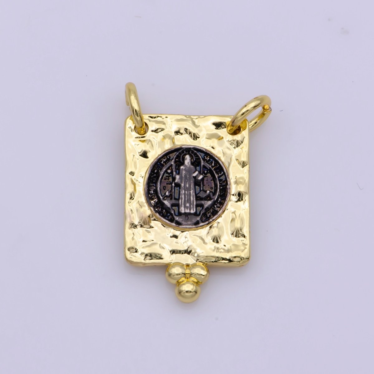 Dainty Vintage Design Square Saint Benedict Charm Religious Medallion Necklace Pendant Findings for Jewelry Making G-844
