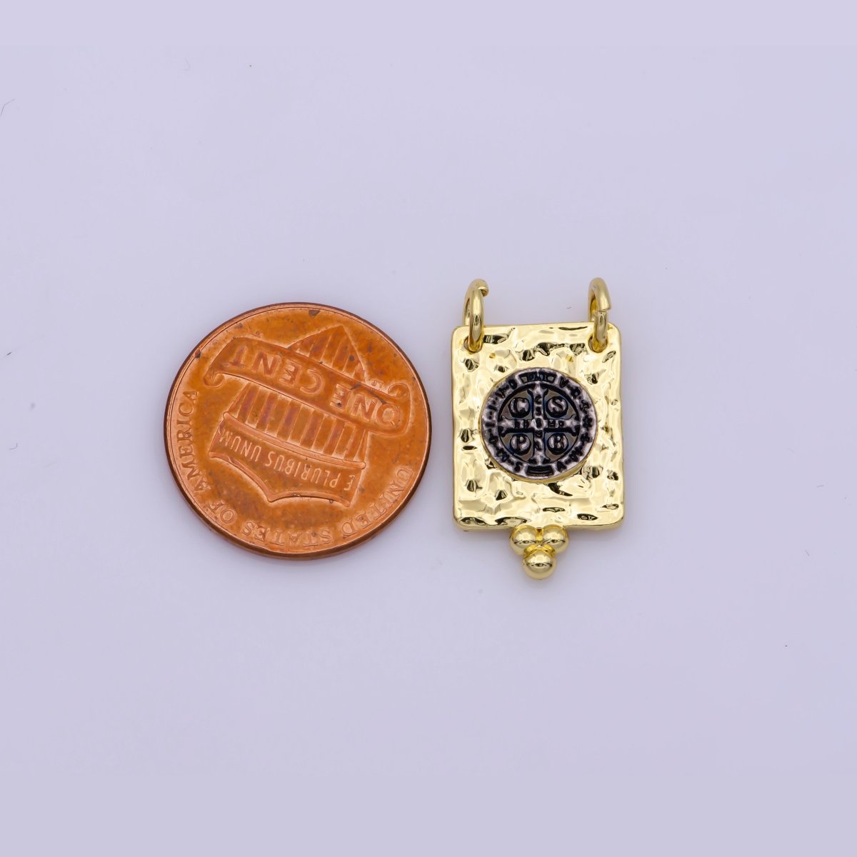 Dainty Vintage Design Square Saint Benedict Charm Religious Medallion Necklace Pendant Findings for Jewelry Making G-844