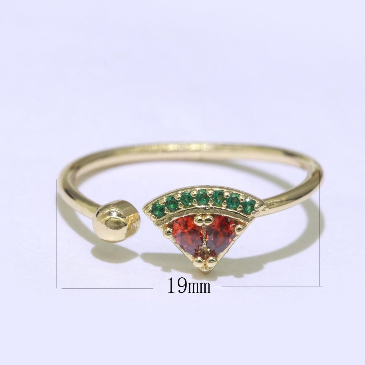 Dainty Watermelon ring, Gold Mini Fruit Ring, Dainty Stackable Rings, Open Adjustable Ring Crystal Tropical Fruits Ring O-453