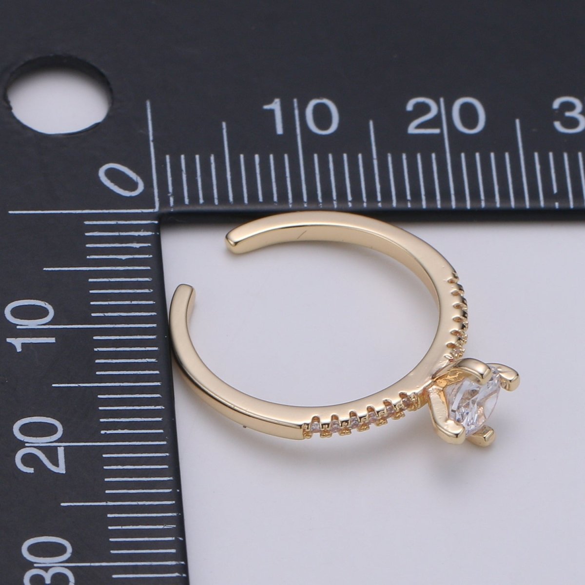Dainty Wedding Ring Stack Micro Pave Ring, 18K Gold Filled Bezel Ring, Solitaire Cubic Cz Ring, Thin Engagement Ring Open Adjustable Ring