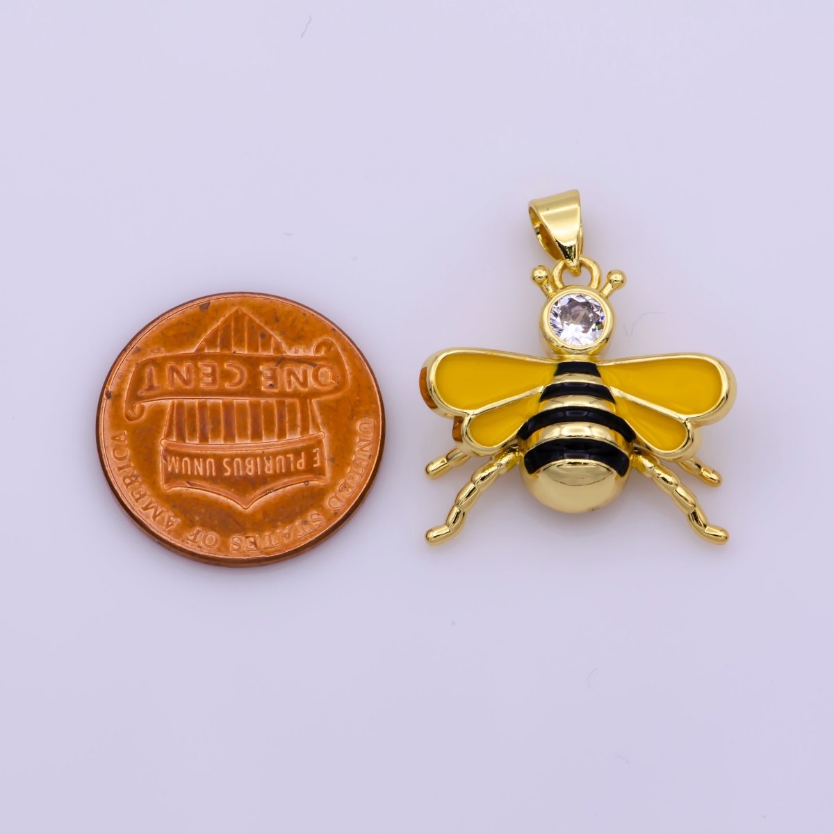 Dainty Yellow Bee Pendant N-1348