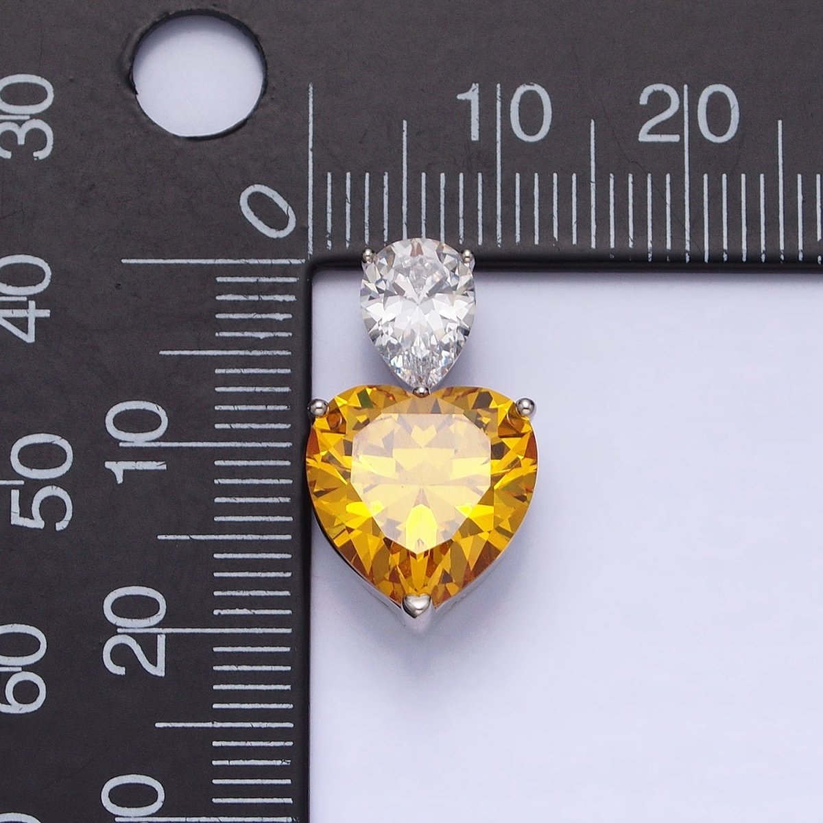 Dainty Yellow Citrine Cubic Zirconia Heart Pendant for Valentine Jewelry AA248
