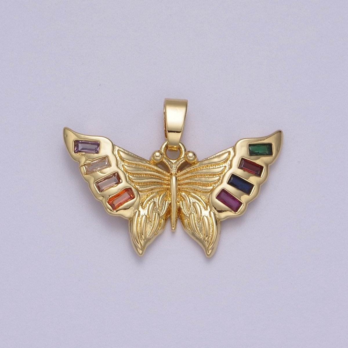 Dainty Yellow Gold Mariposa Butterfly Cham Pendant N-599