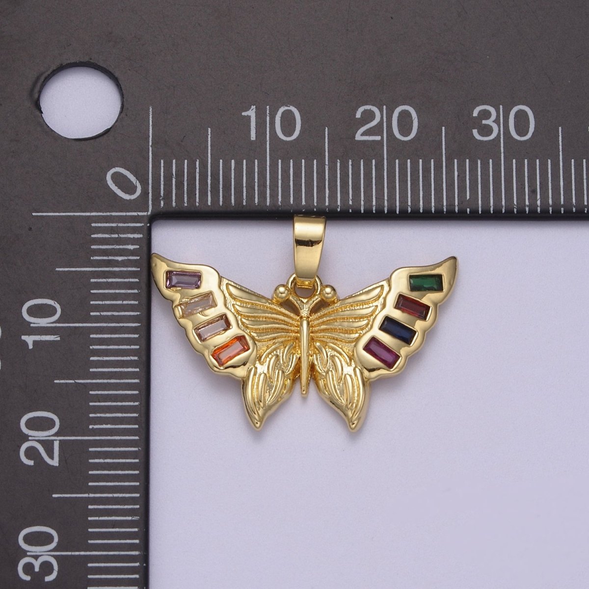 Dainty Yellow Gold Mariposa Butterfly Cham Pendant N-599
