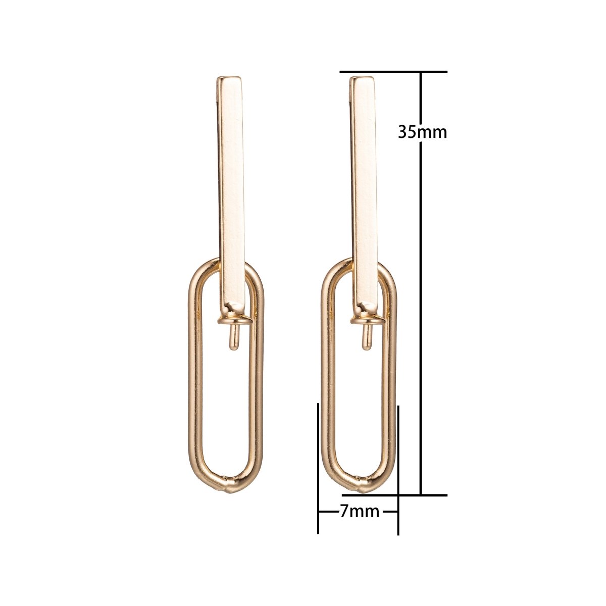 Dangle 18k Gold Filled Earrings Post, Stud Earrings, Looped Chained Earring Supply Findings for Jewelry Making Supplies. K-436