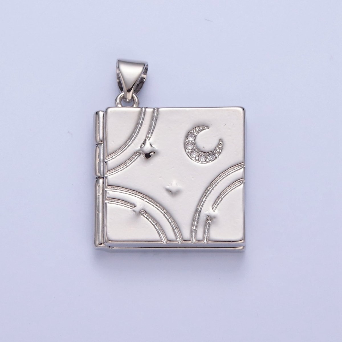 Dangle Book Locket Pendant Crescent Moon Star Locket Charm Necklace 14K Gold Filled I-233 I-236