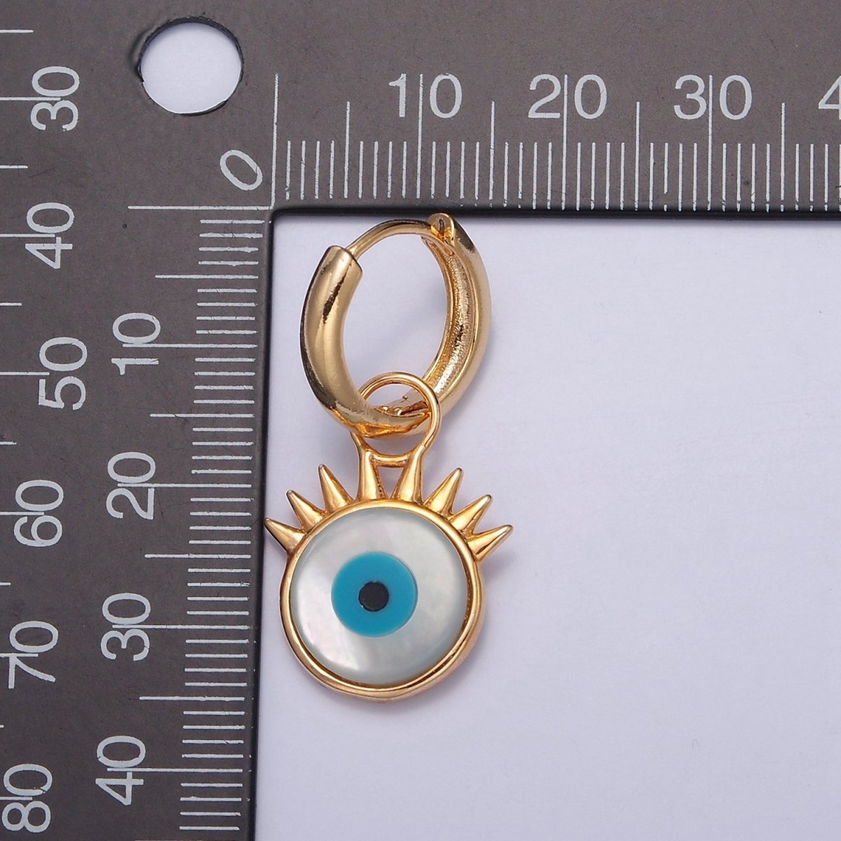Dangle Evil Eye Charm 16K Gold Filled Huggie Earring T-432