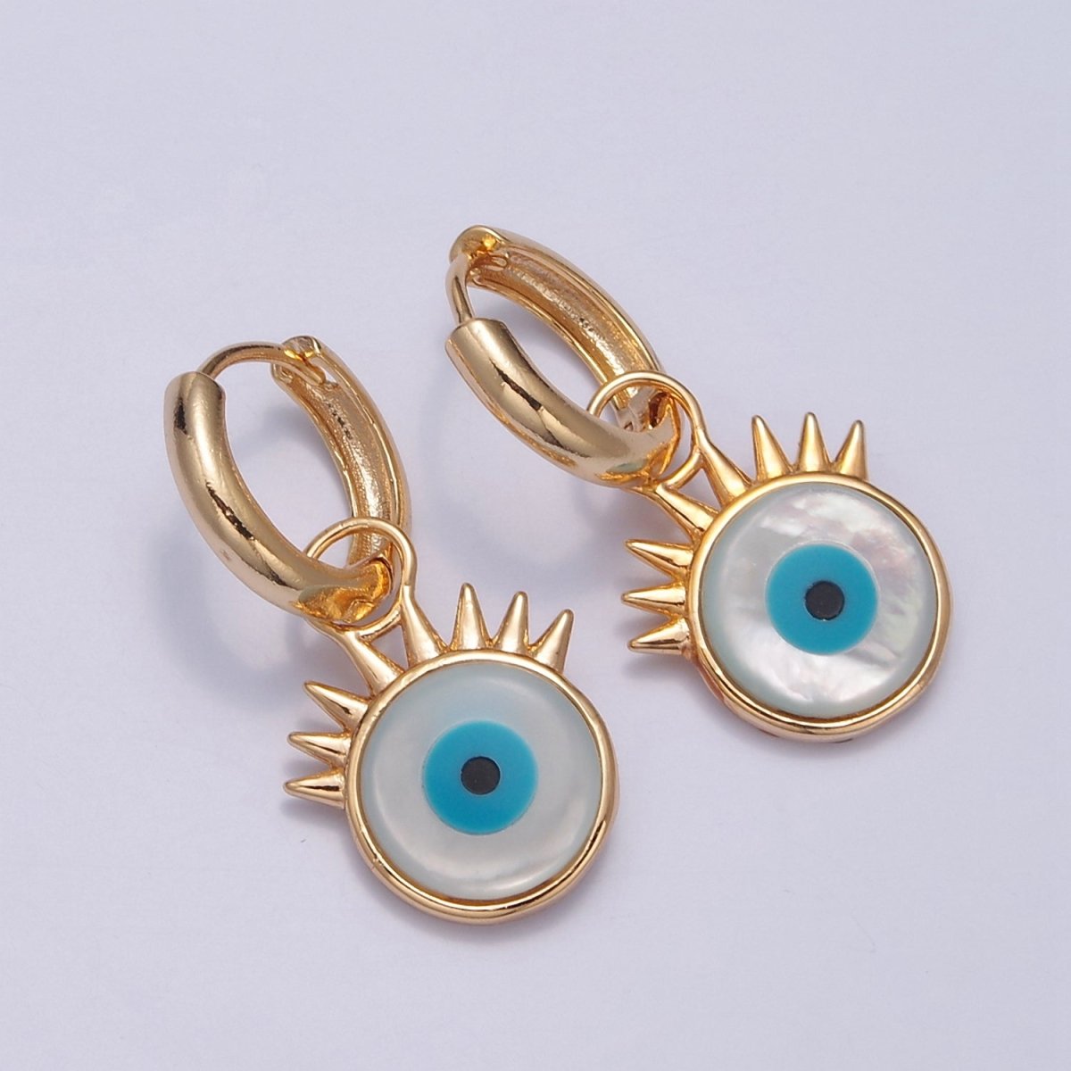 Dangle Evil Eye Charm 16K Gold Filled Huggie Earring T-432