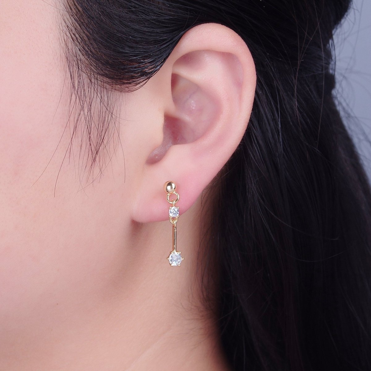 Dangle Gold Stud Earring T-461