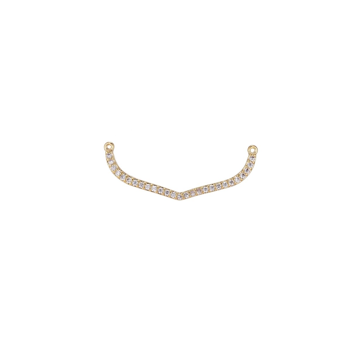 Dangle Golden Curved Bar Crystal Bracelet Connector, Elegant Micro Pave CZ Charm, Layering Necklace Pendant for Jewelry Making F-747