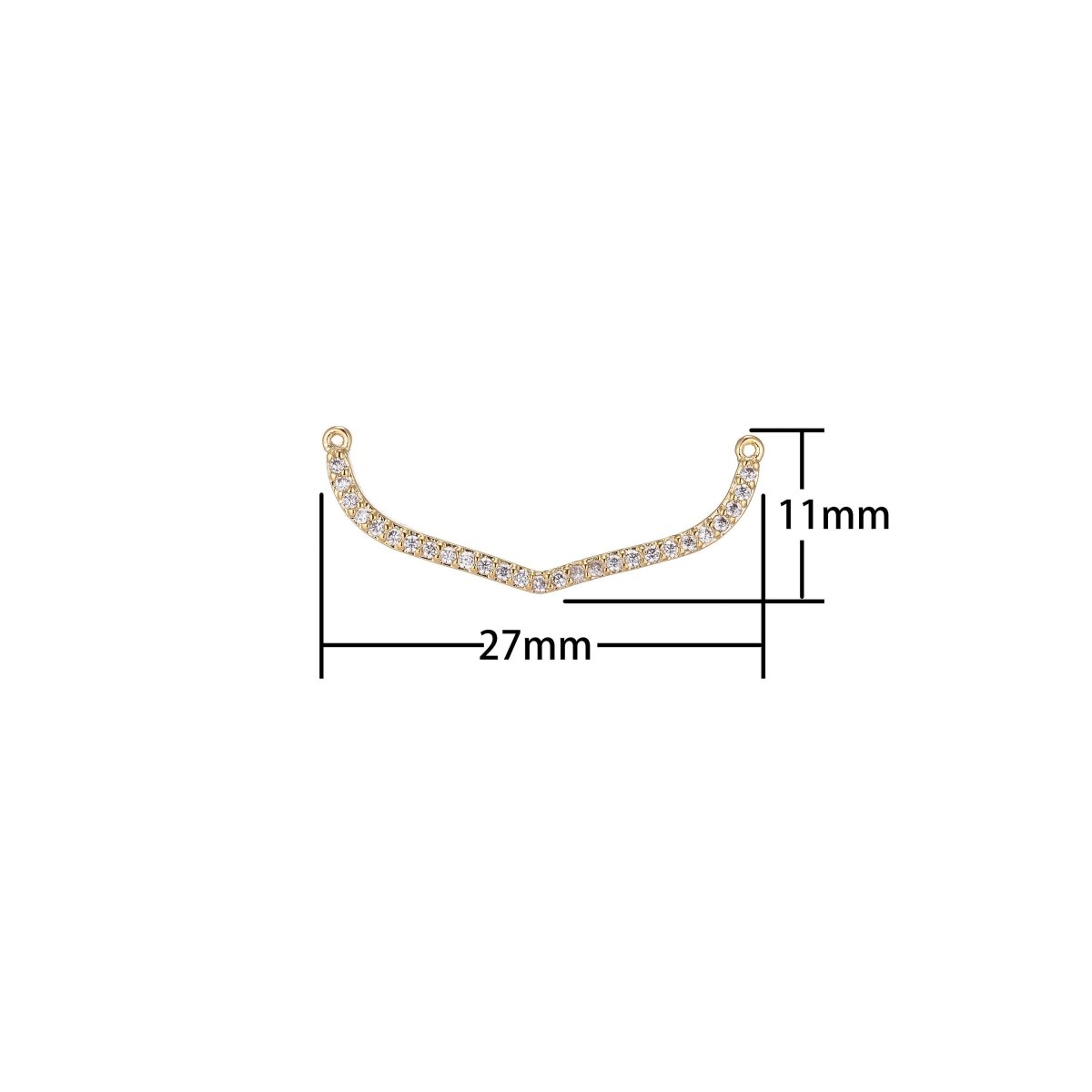Dangle Golden Curved Bar Crystal Bracelet Connector, Elegant Micro Pave CZ Charm, Layering Necklace Pendant for Jewelry Making F-747