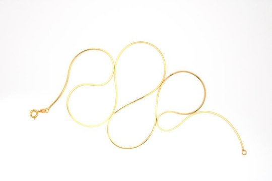 Delicate 24K Gold Plated 23.5 inches Omega Necklace w/ Spring Ring, 1mm In Width, "Yellow Gold Chain", Necklace Ready To Wear | CN-191  Clearance Pricing