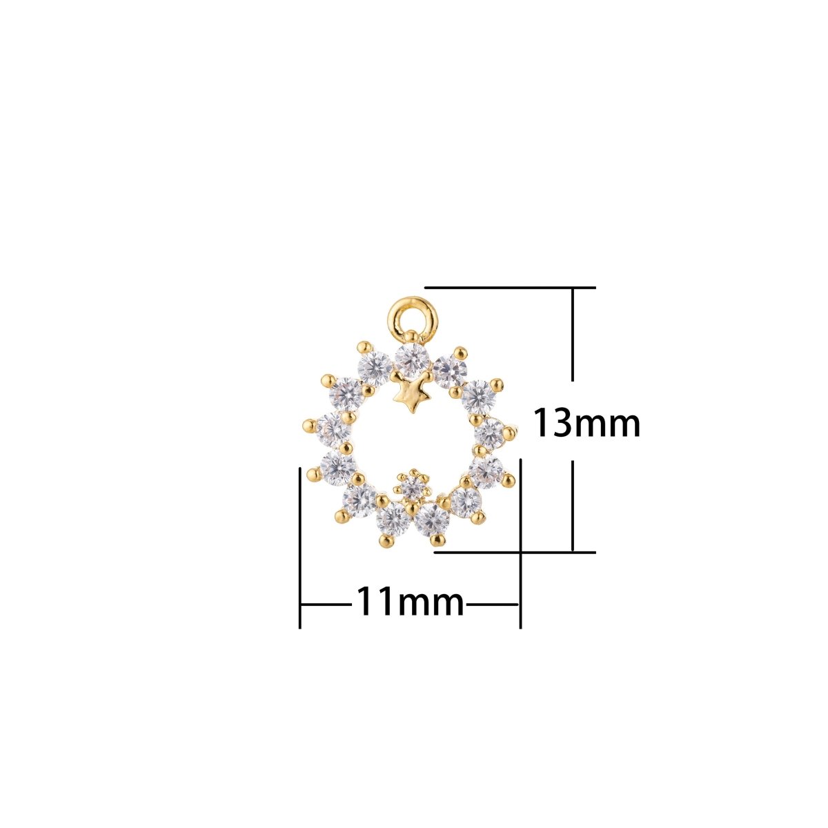 Delicate Crystal Sun Charm, Micro Pave CZ Charm, Dainty Charm Crystal Chic Circle Bracelet Necklace Earring Charm for Jewelry Making F-772