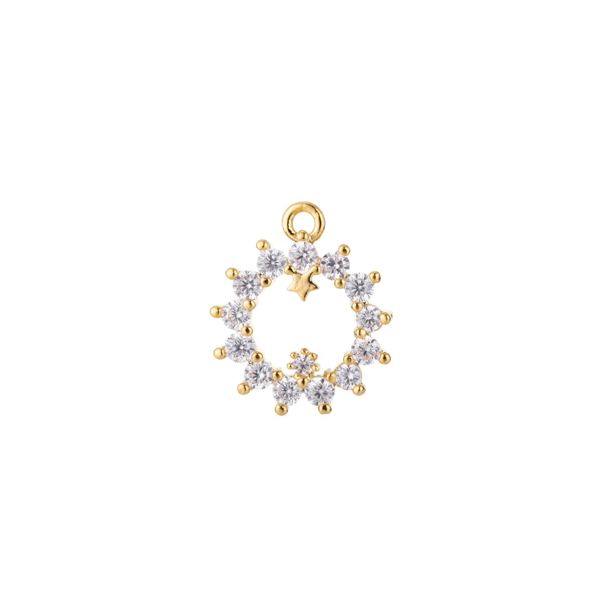 Delicate Crystal Sun Charm, Micro Pave CZ Charm, Dainty Charm Crystal Chic Circle Bracelet Necklace Earring Charm for Jewelry Making F-772