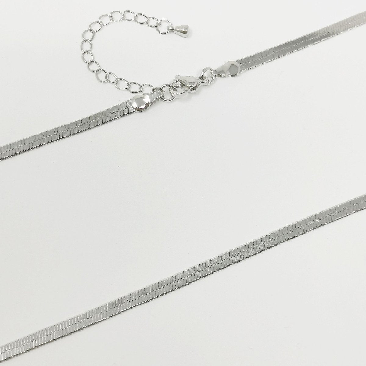 Delicate Silver Herringbone Chain 3.5mm Flat Herringbone Chain Necklace 16, 18, 20.5 Inches with 2" chain extender Gift for Her Everyday Necklace | CN-894 CN-914 CN-919  Clearance Pricing