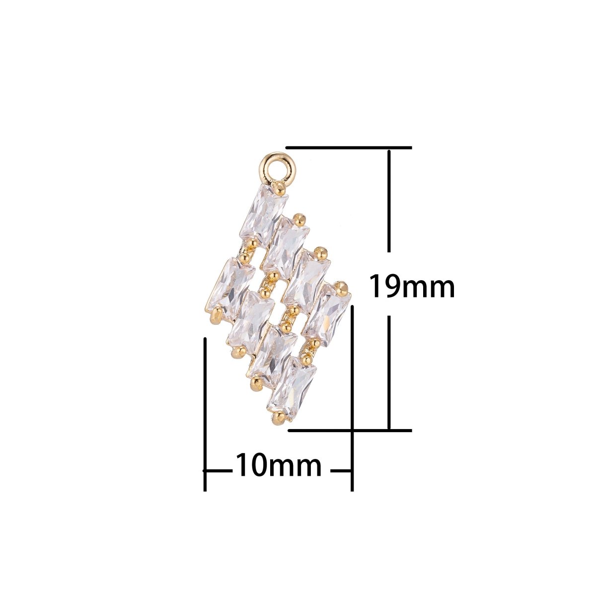 18K Gold Filled Clear CZ Baguette Rhombus Charm | C383