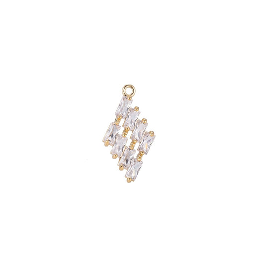18K Gold Filled Clear CZ Baguette Rhombus Charm | C383