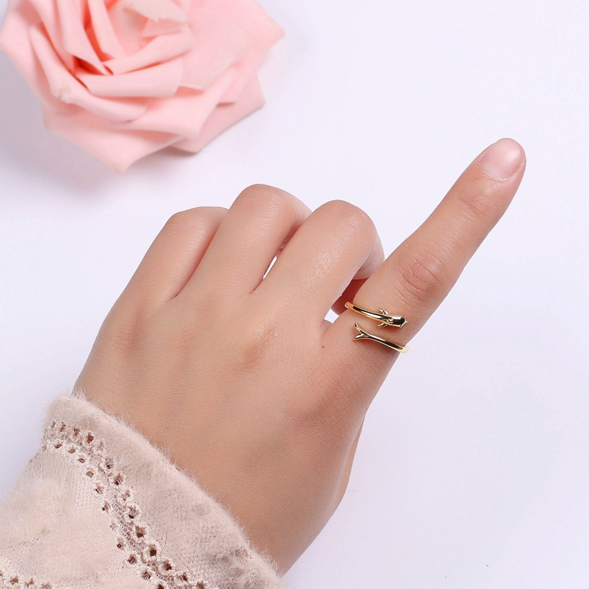 Dolphin Ring Adjustable Open Ring for Animal Lover Under the sea Inspired Jewelry
