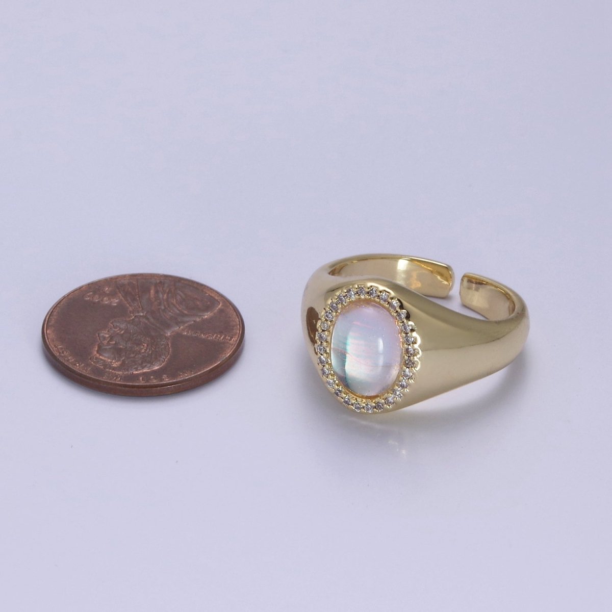 Dome Ring Cat's Eye Stone 14k Gold Filled Adjustable Minimalist Statement Ring Gift S-368