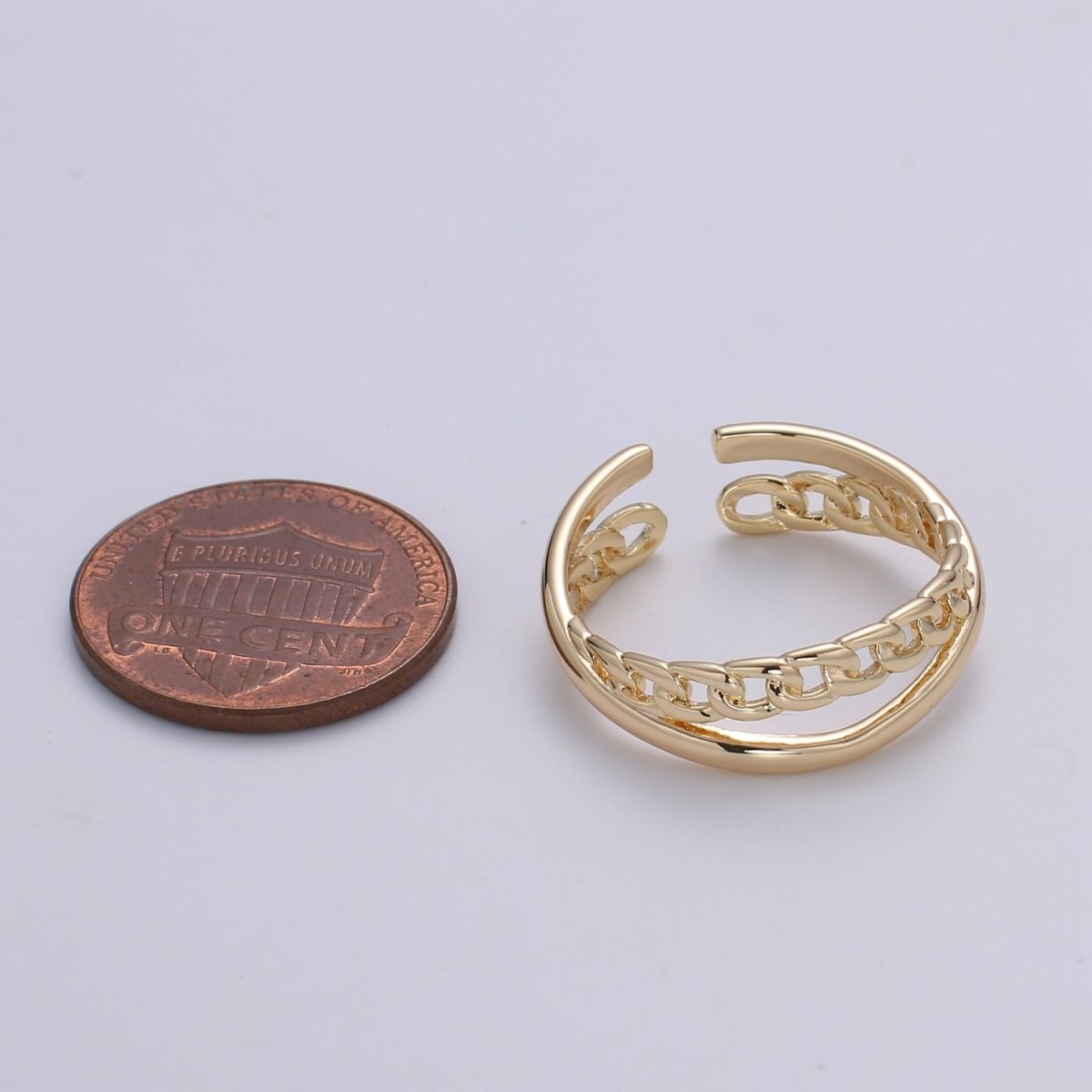 Double Band Cuban Chain Sphere, Statement Ring, Gold Plated Ring, Open Band Ring, Perfect Gift For Her O-338
