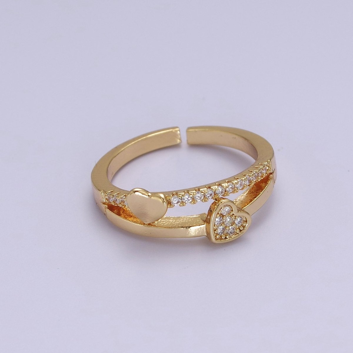 Double Heart Ring Gold Filled Dainty CZ Love Jewelry  S-508