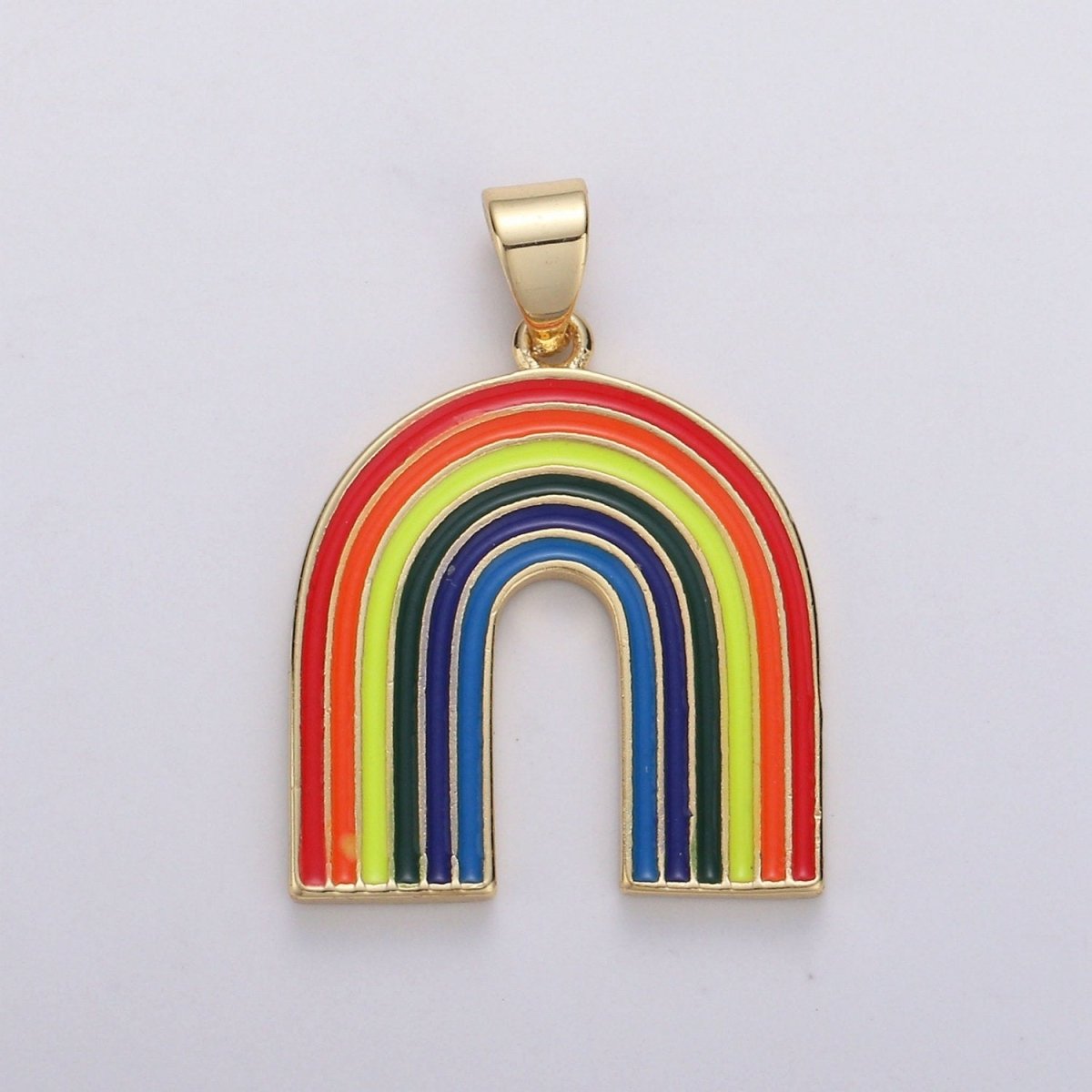 Double Sided Rainbow Pendant Charm - 14k Gold Filled Rainbow Pendant for Necklace Earring Bracelet Component Multi Color Enamel Charm J-050,J-051