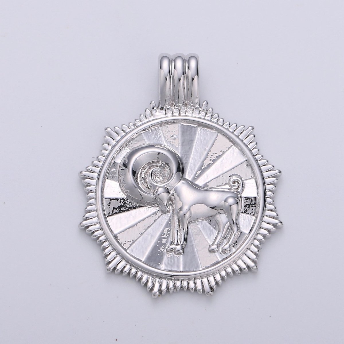 Double Sided Silver Zodiac Horoscope Sign Constellation Medallion Pendant Charm Coin Charm for Necklace Jewelry Making A-A1755-A-A1760