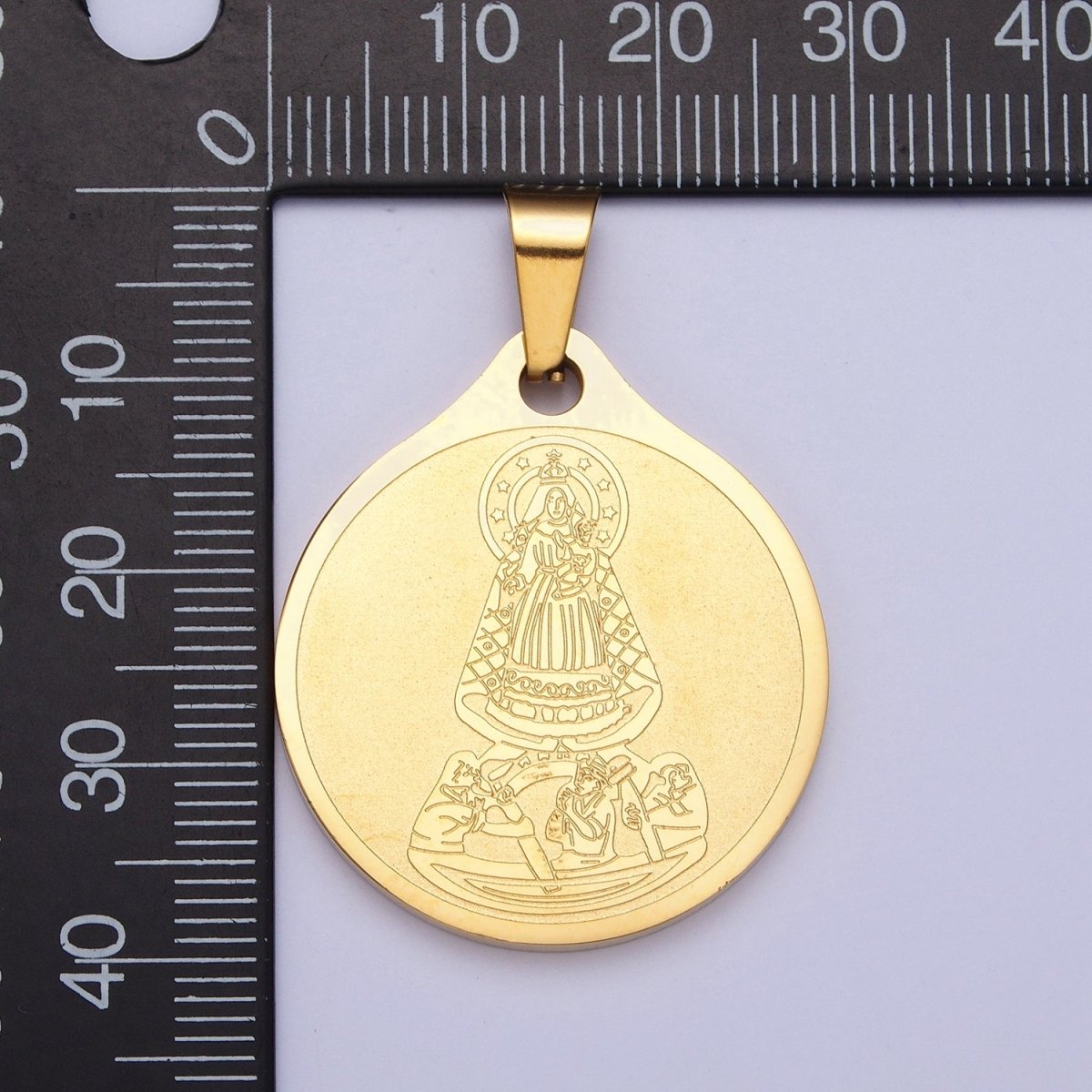 Double Sided Virgin Mary Charm Our Lady of Guadalupe Prayer Pendant in Spanish for Necklace Rosary Component X-657