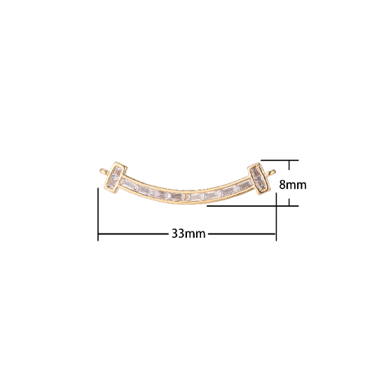 Dainty Gold Rectangle Crystal Bar Bracelet Connector, Simple Gorgeous Micro Pave CZ Charm, Necklace Pendant for Jewelry Making F-746