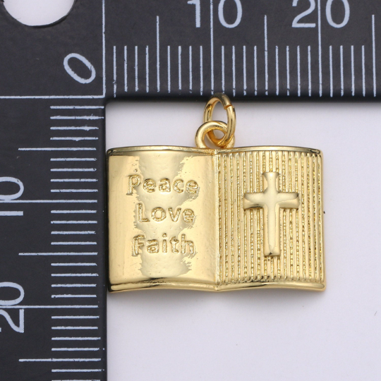 Gold encouraging word charm Peace Love Faith Charm Motivational Pendant for Religious Jewelry Necklace Charm Bible Inspired, D-748