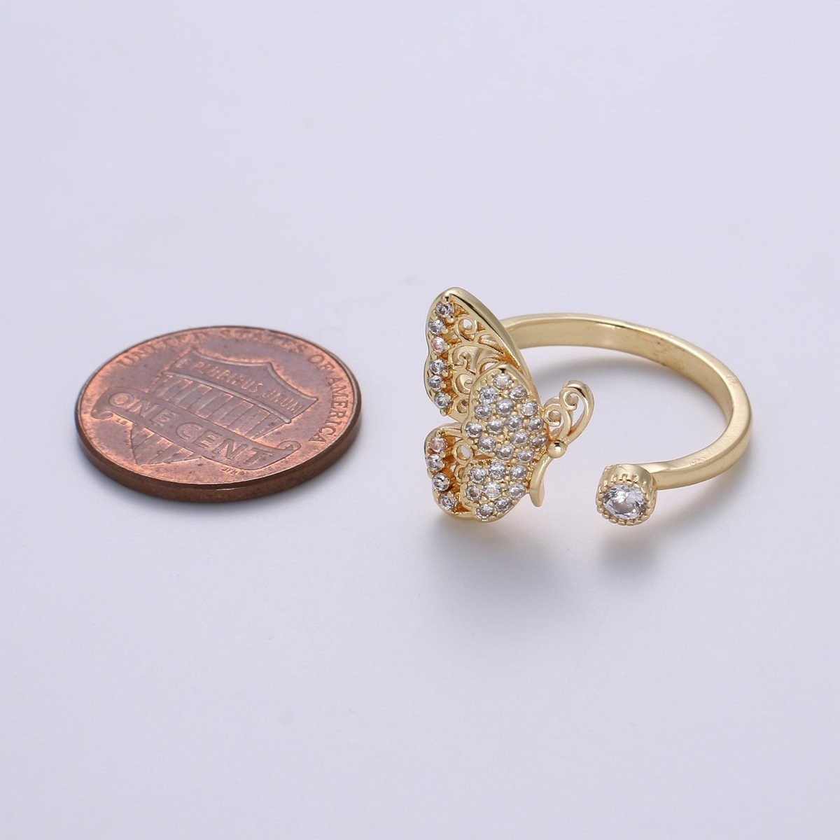 Elegant 18K Gold Filled Butterfly Adjustable Ring O-359