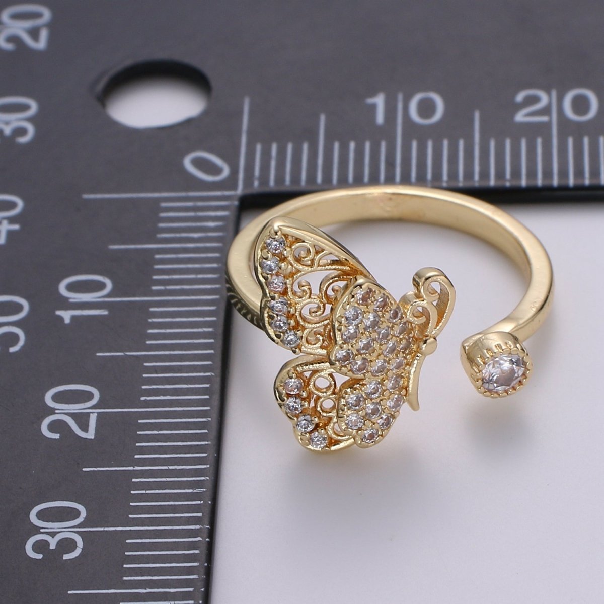 Elegant 18K Gold Filled Butterfly Adjustable Ring O-359