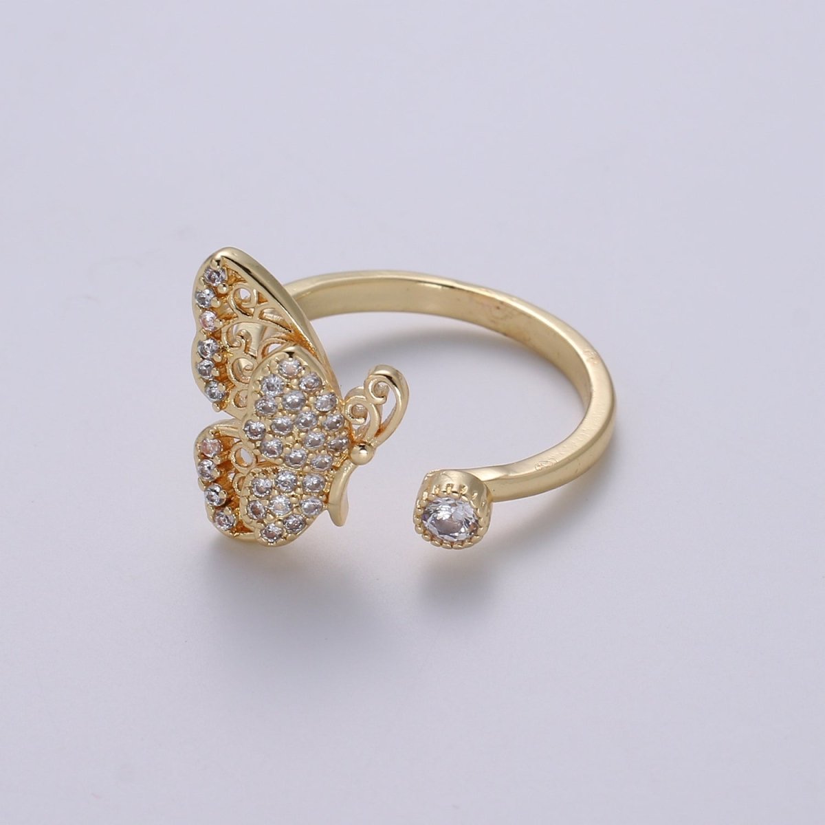 Elegant 18K Gold Filled Butterfly Adjustable Ring O-359