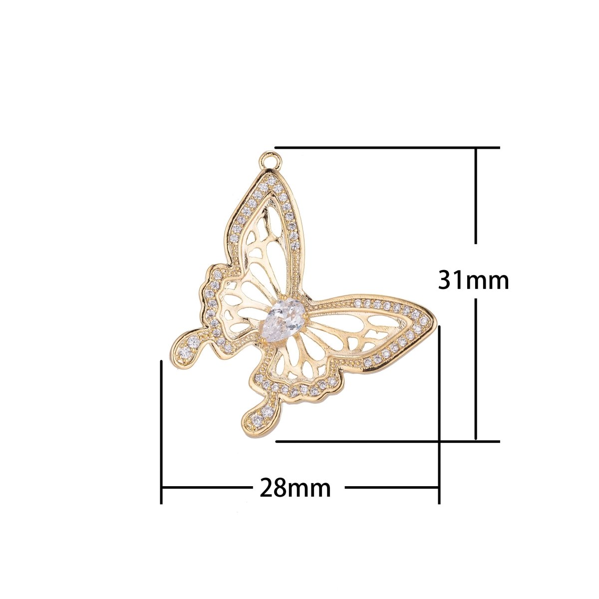 Elegant Butterfly Charm, Micro Pave CZ Charm, Gorgeous Pendant Romance Animal Lover Monarch Butterflies Necklace Charm for Jewelry Making E-414