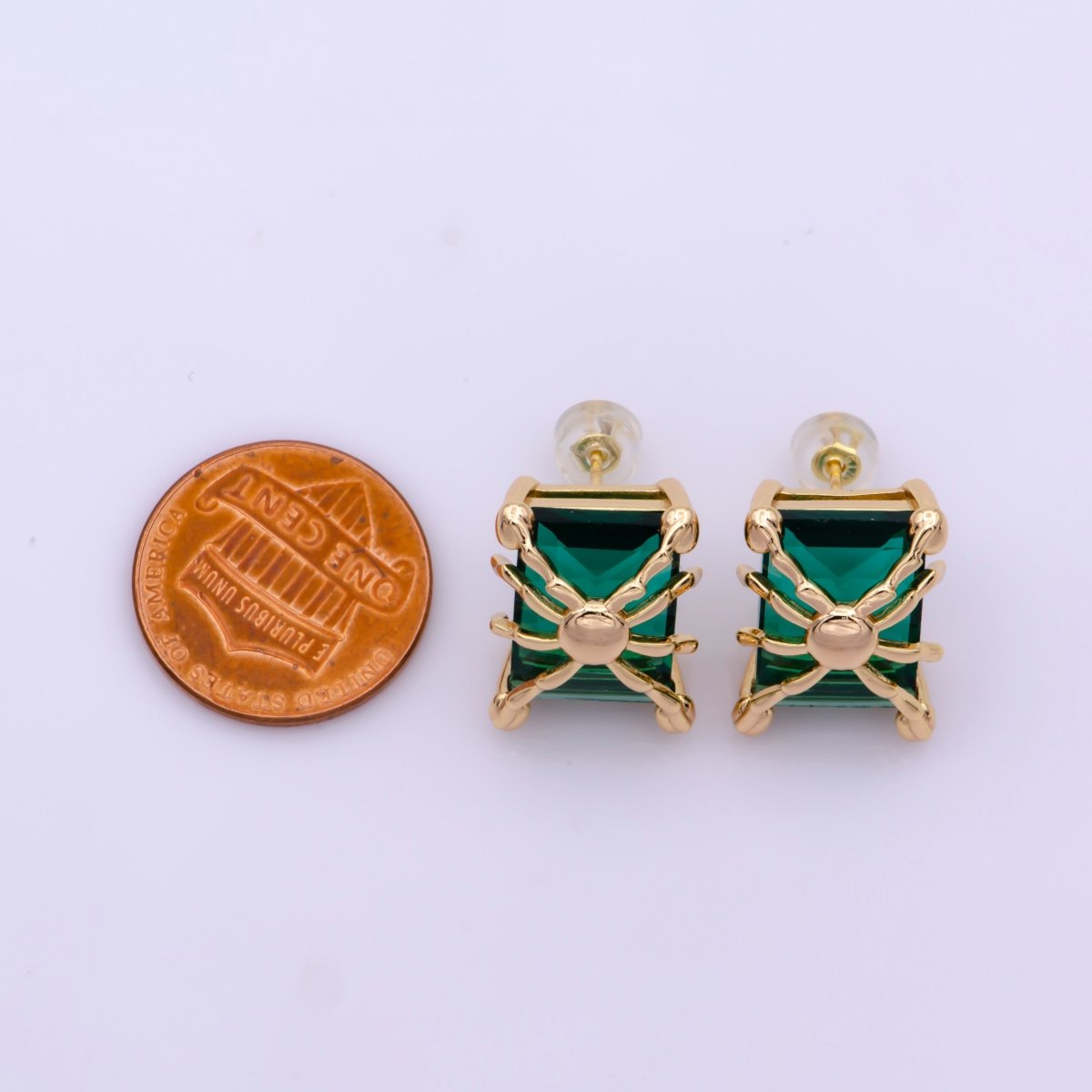 Elegant Emerald Stud Earrings / Mother's Day Gift / Minimalist Studs / Emerald CZ Studs / Dainty Earrings / Gift For Her Mom T-194